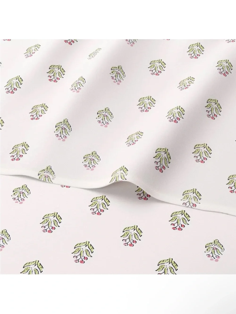 NWT Queen 310 Thread Count Teen Block Print Ruffle Sheet Set Pink/Cream